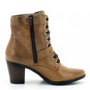 Coturno Bruna Salto Alto em Couro Caramelo Animal Print
