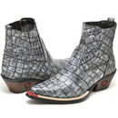 Bota Texana Cano Curto Bico Fino Brandit Croco Cinza Masculino