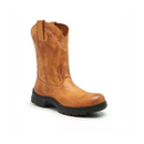 Bota Texana Arame Laranja Couro Claro Masculino+ Palmilha Especial de Alto Conforto de Brinde