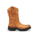 Bota Texana Arame Laranja Couro Claro Masculino+ Palmilha Especial de Alto Conforto de Brinde