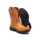 Bota Texana Arame Laranja Couro Claro Masculino+ Palmilha Especial de Alto Conforto de Brinde