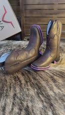 Bota Texana Feminina Boi Brilhante Rosa Bico Quadrado